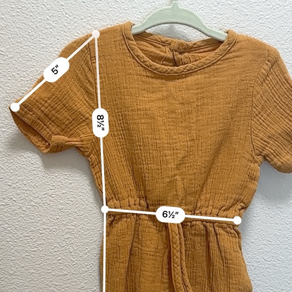 4/$20 100% Cotton Mustard Yellow Jumpsuit 18-24m - Picture 5 of 7
